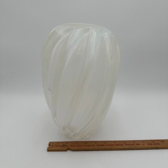 Vintage Glass 12" Vase by Larry Laslo Opalescent Italian Art Swirl Glass Vase - Picture 5 of 10